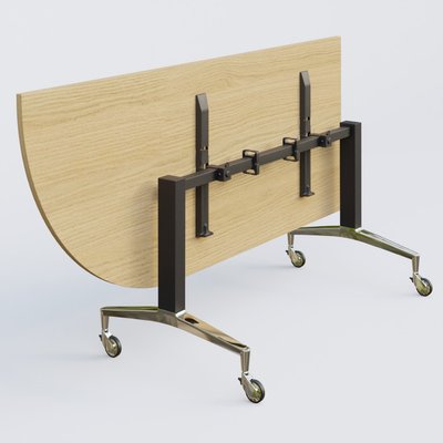 [Pas de famille] - [Pas de sous famille] - Module d'angle à 90° intégré coté gauche de la gamme LEM 200-110 cm. Plateau Chêne clair et pietement Noir/Chrome.