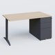 K2 Plateau droit 140x80 avec caisson métalique sous le plateau. Plateau Hêtre et pietement Anthracite