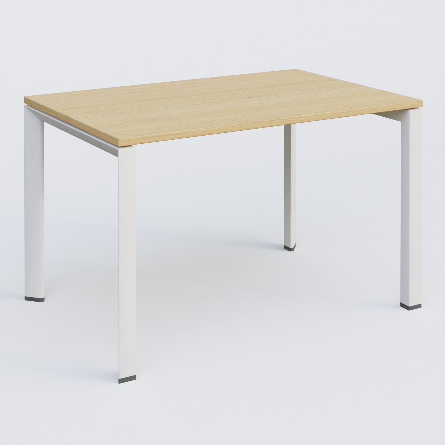 K7 plan droit 120*80 sur pieds fixe. Plateau Chêne clair et pietement Blanc