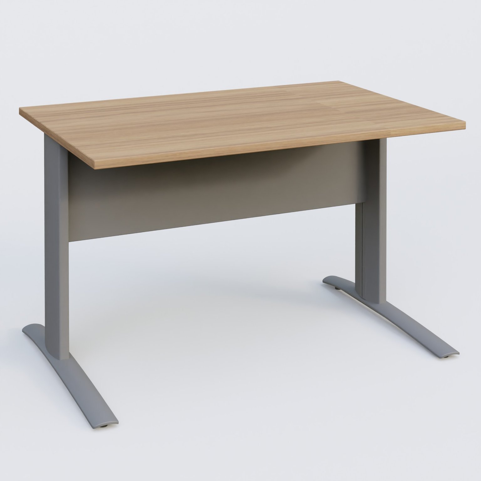 K1 Plateau droit 120x80 avec voile de fond métal. Plateau Noyer et pietement Aluminium