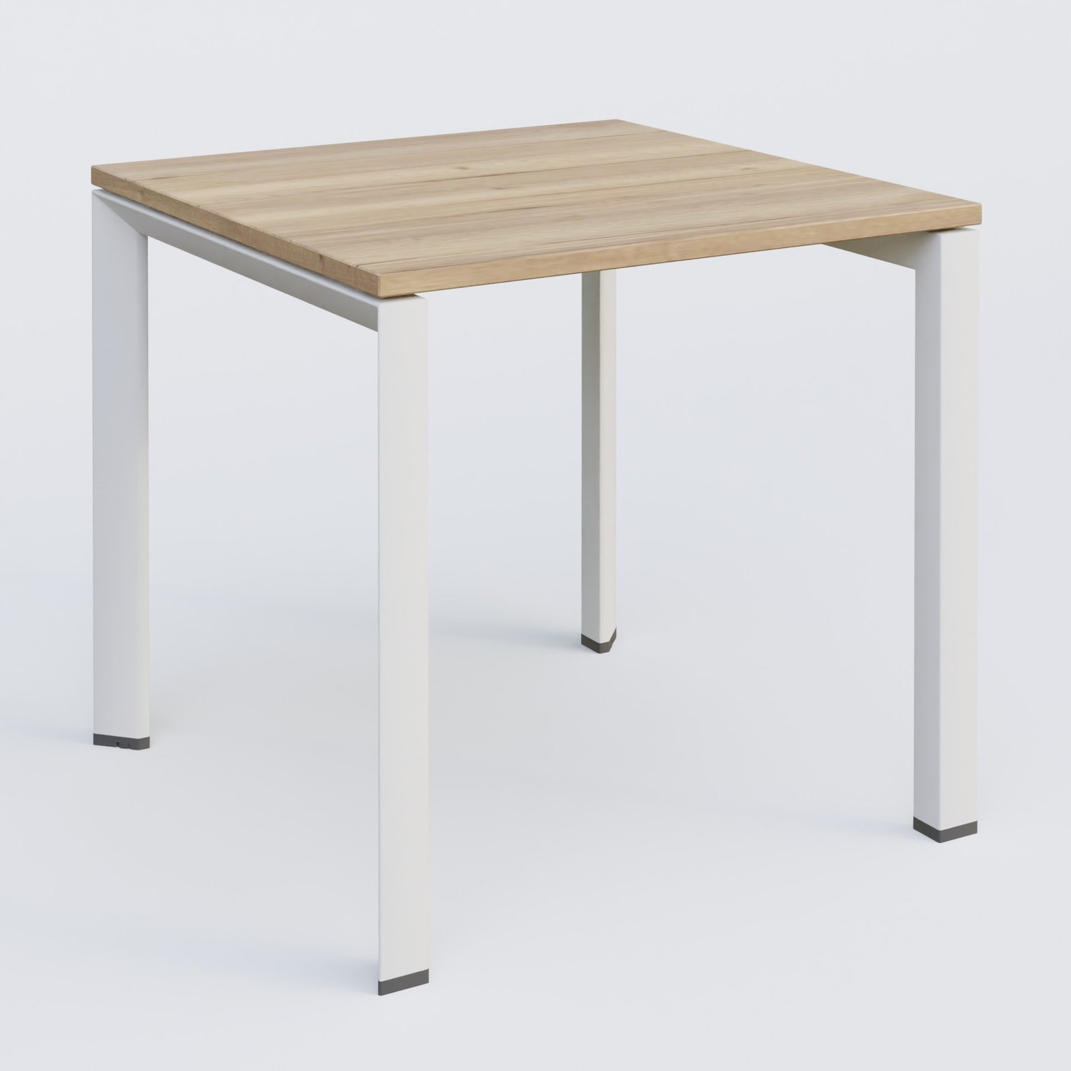 K7 plan droit 80*80 sur pieds fixe. Plateau Chêne naturel et pietement Blanc