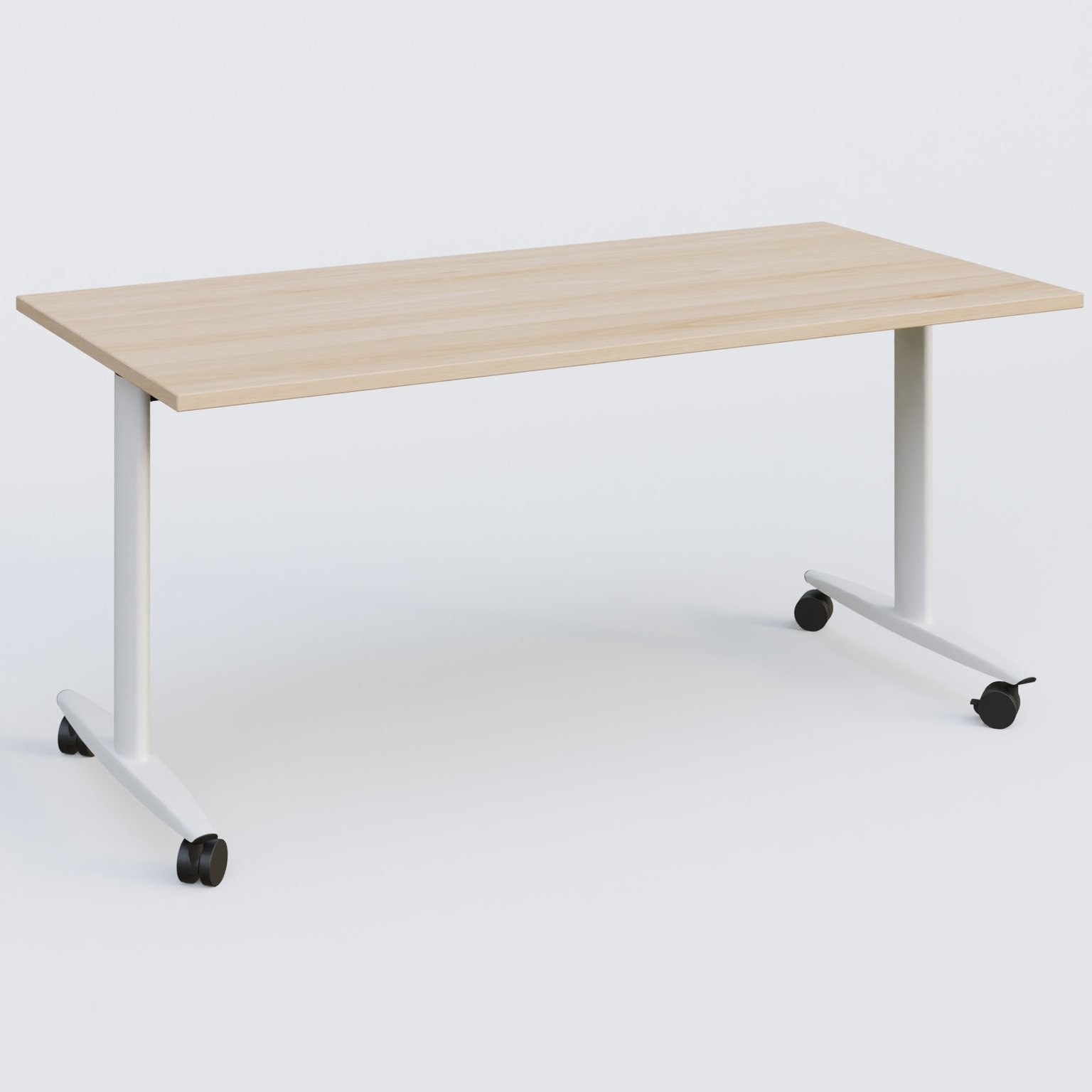 Table abattante gamme Design 160*80 cm. Plateau Hêtre et pietement Blanc.