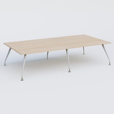 [Pas de famille] - [Pas de sous famille] - K5 table bench 320*165 cm. Plateau Hêtre et pietement Blanc avec base chromé.