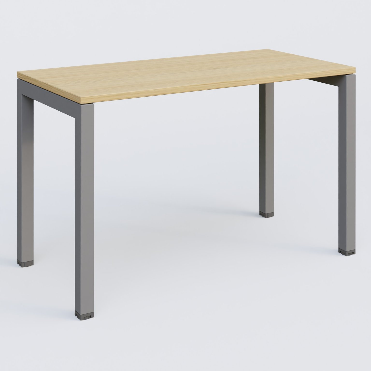 K3 Plateau droit 120x60 pieds fixe. Plateau Chêne clair et pietement Aluminium.