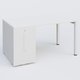 K3 Plateau droit 140x80 avec tour de rangement sous le plateau à gauche. Plateau Blanc et pietement Blanc