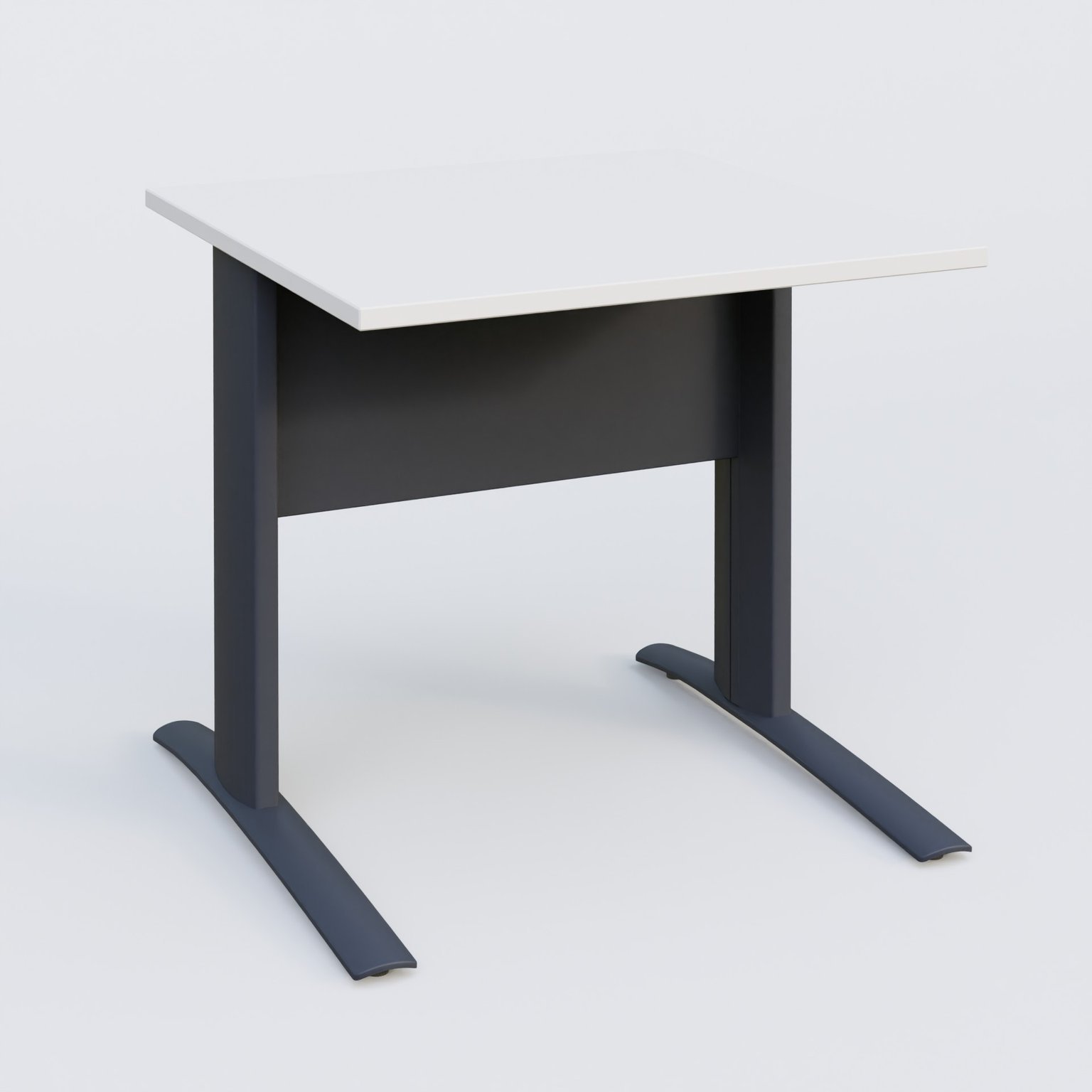 K1 Plateau droit 80x80 avec voile de fond métal. Plateau Blanc et pietement Anthracite
