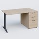 K2 Plateau droit 140x80 avec caisson porteur mélamine sous le plateau. Plateau , caisson Acacia et pietement Anthracite