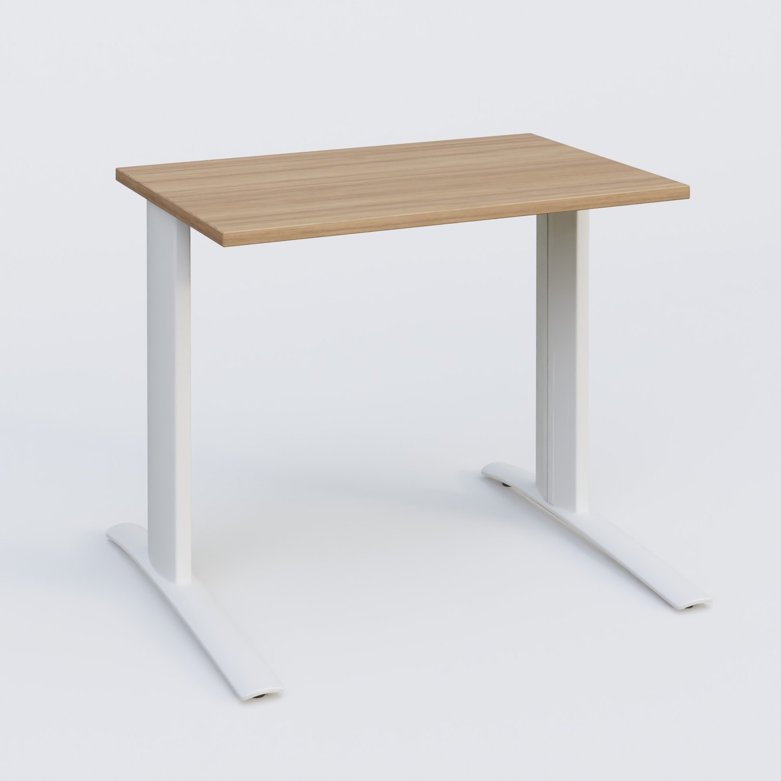 K1 Plateau droit 80x60 pieds fixe. Plateau Noyer et pietement Blanc