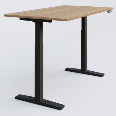 [Pas de famille] - [Pas de sous famille] - Poste solo 160*70 réglable en hauteur éléctriquement de 70-120 cm gamme KPro2. Plateau Noyer et pietement Noir.