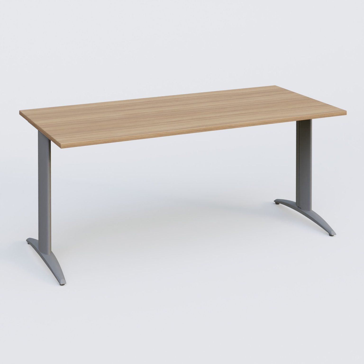 K2 Plateau droit 160x70 pieds fixe. Plateau Noyer et pietement Aluminium