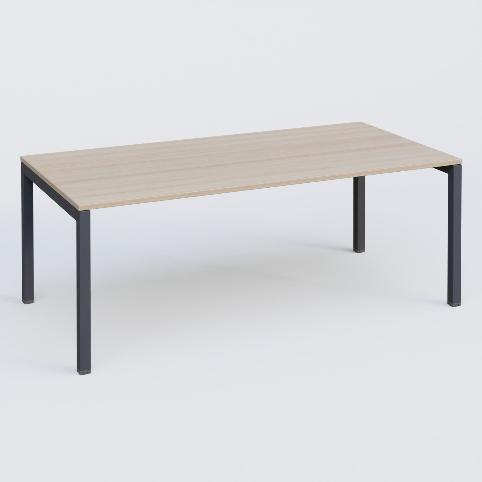 K3 plan droit 200x100cm, plateau acacia, structure anthracite