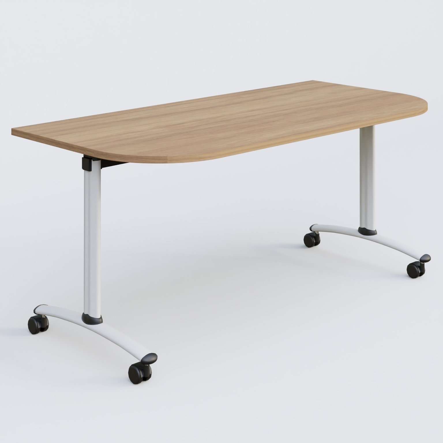 Module d'extrémité pour table abattante gamme Arca 165-80 cm. Plateau Noyer et pietement Blanc.