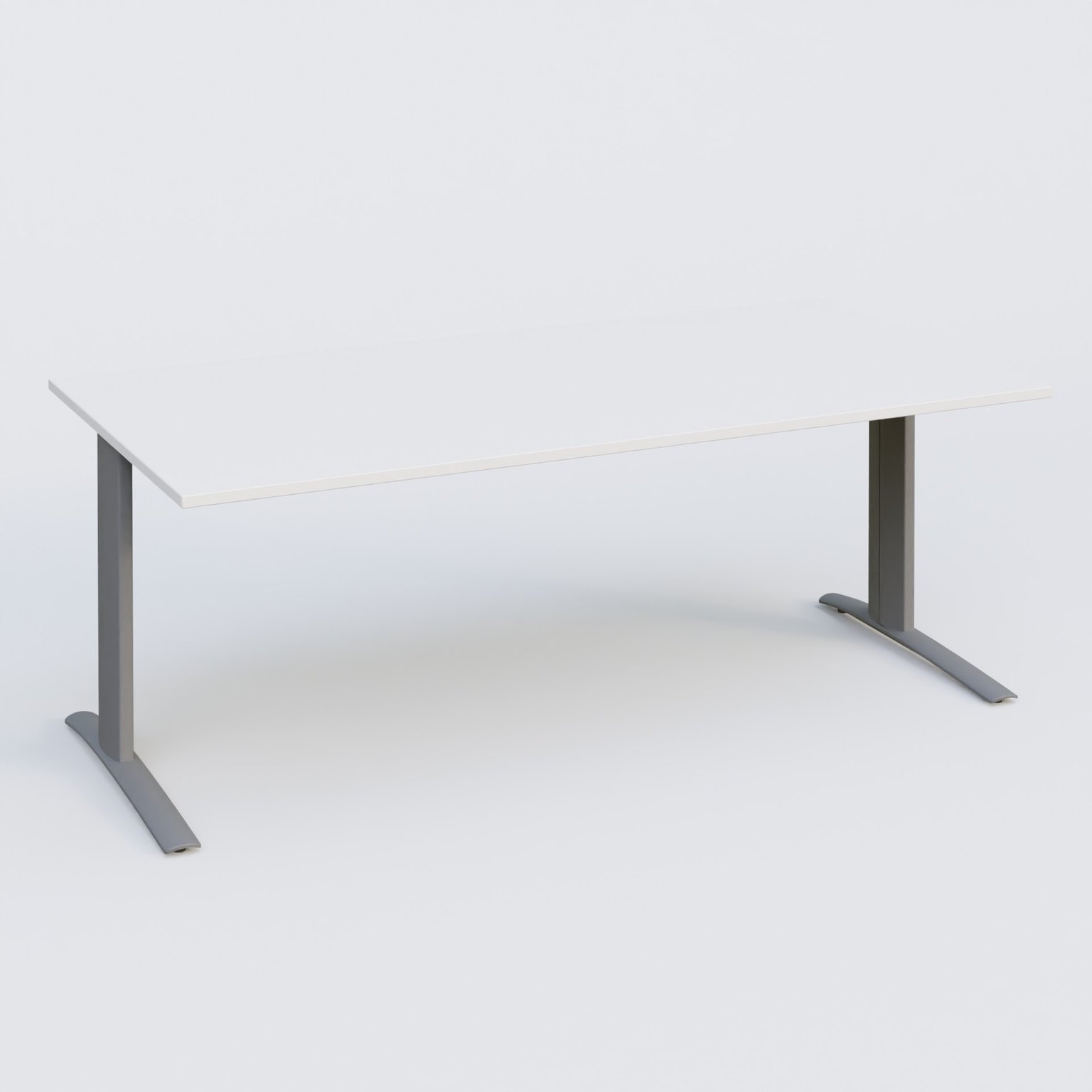 K1 Plateau droit 200x100 pieds fixe. Plateau Blanc et pietement Aluminium