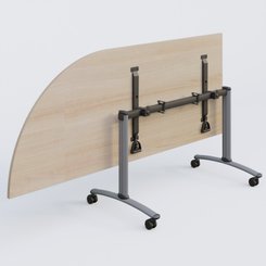 TABLES ABATTANTES - Plateaux 25 mm - Module d'angle 90° Gauche gamme Arca 200-80 cm. Plateau Acacia et pietement Aluminium.