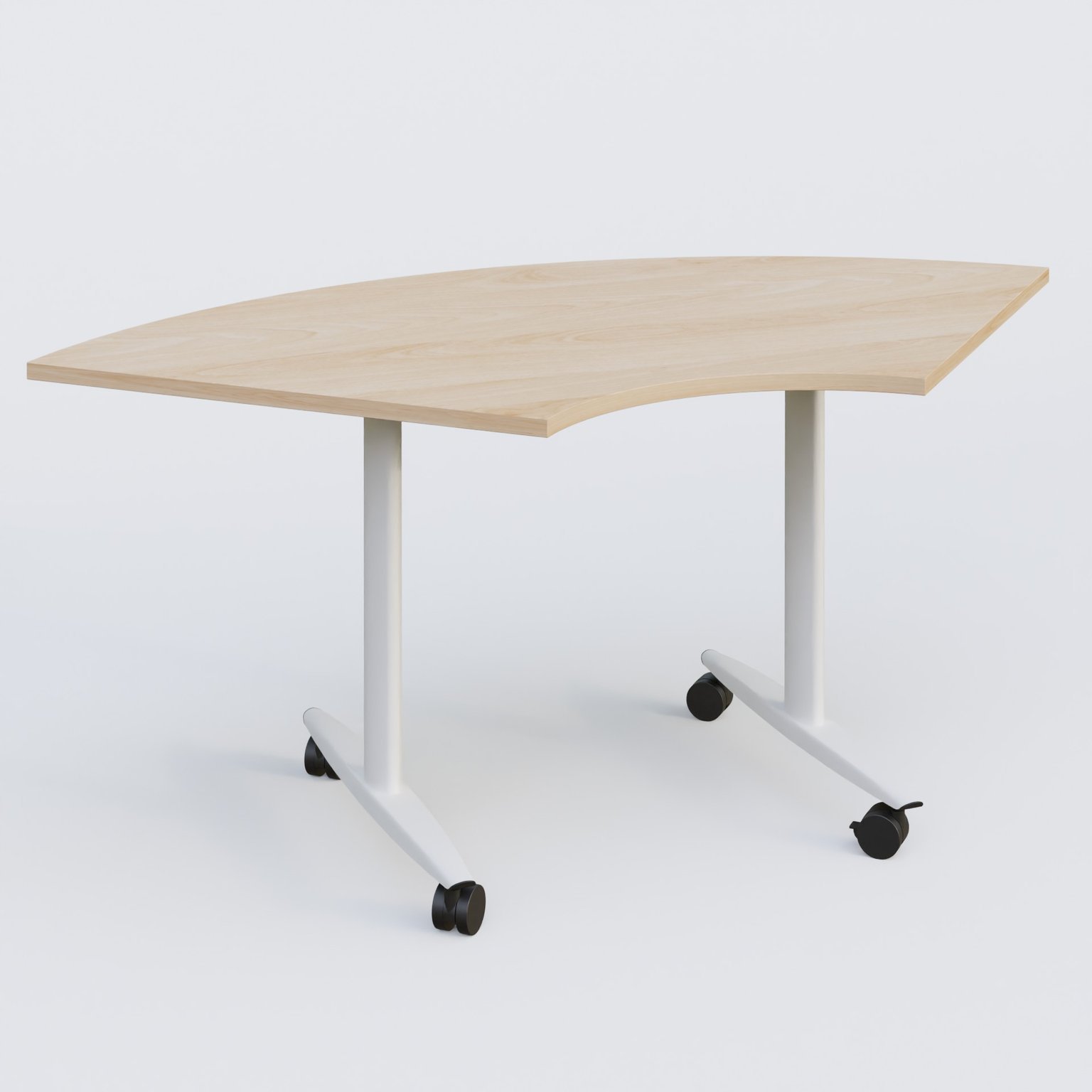 Module 1/4 de couronne pour table abattante gamme Design 120*120 cm. Plateau Hêtre et pietement Blanc.