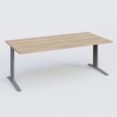 [Pas de famille] - [Pas de sous famille] - K1 Plateau droit 200x100 pieds fixe. Plateau Chêne naturel et pietement Aluminium