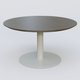 Table Basse Fashion Styl piètement colonne en métal et plateau bois. Plateau Chêne Moka et pietement Gris (RAL 7038).