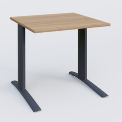 Gamme K1 - Plans droits - K1 Plateau droit 80x80 pieds fixe. Plateau Noyer et pietement Anthracite