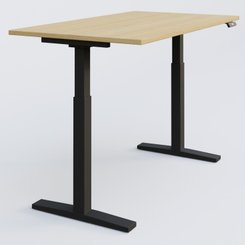 [Pas de famille] - [Pas de sous famille] - Poste solo 140*70 réglable en hauteur éléctriquement de 70-120 cm gamme KPro2. Plateau Chêne clair et pietement Noir.