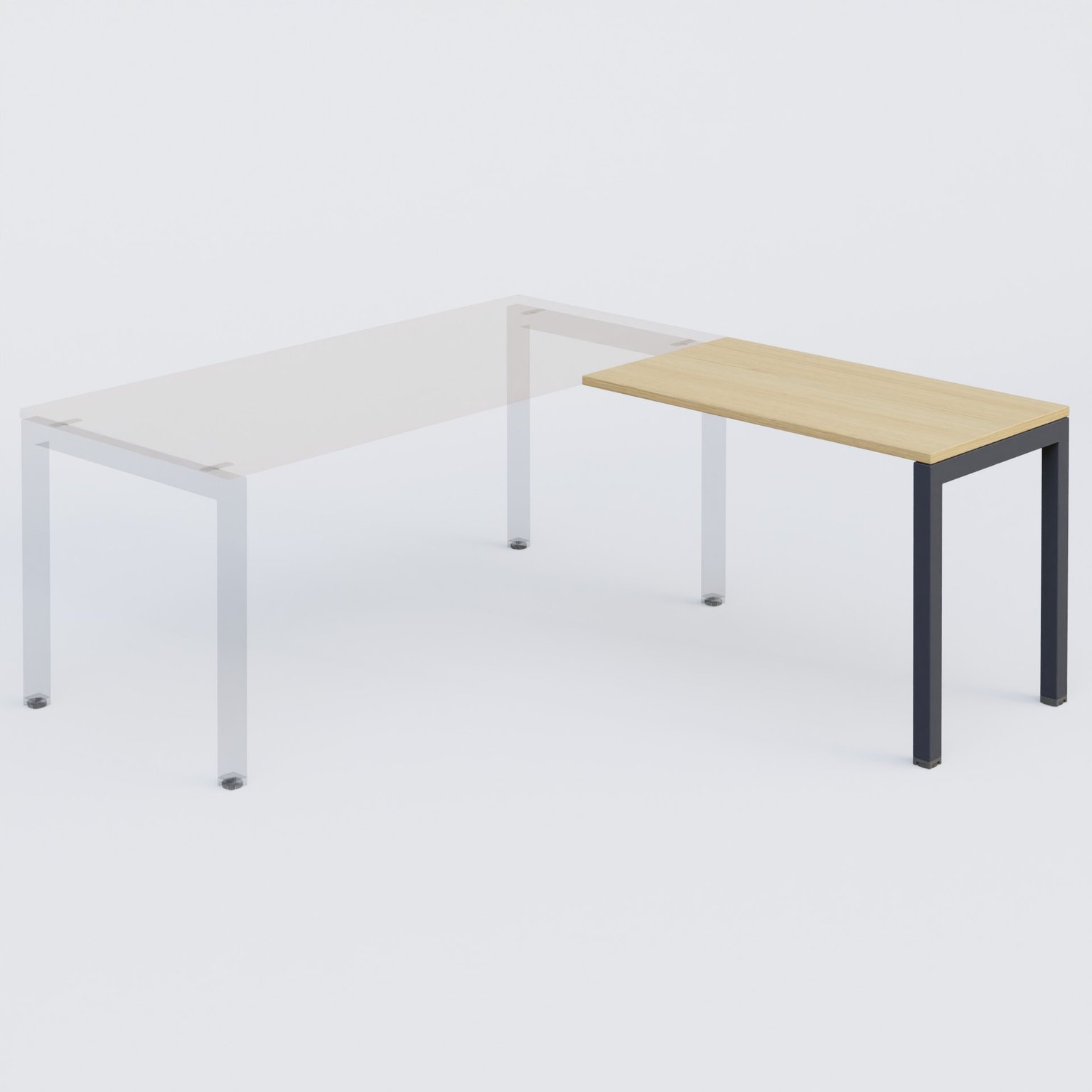 K3- Retour direct 100x60 sur pied- -Finitions : PLATEAUX: CHENE (CE) / PIETEMENTS: ANTHRACITE (AN ) / 
