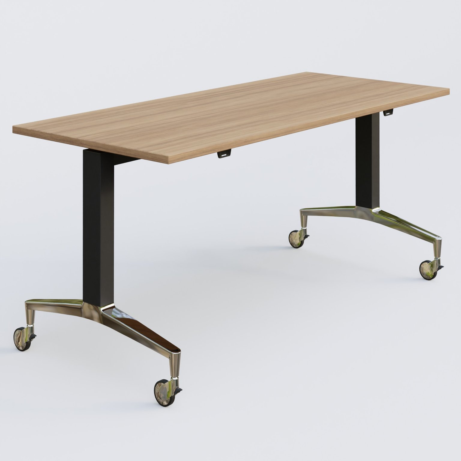Module droit de la gamme LEM 160-70 cm. Plateau Noyer et pietement Noir/Chrome.