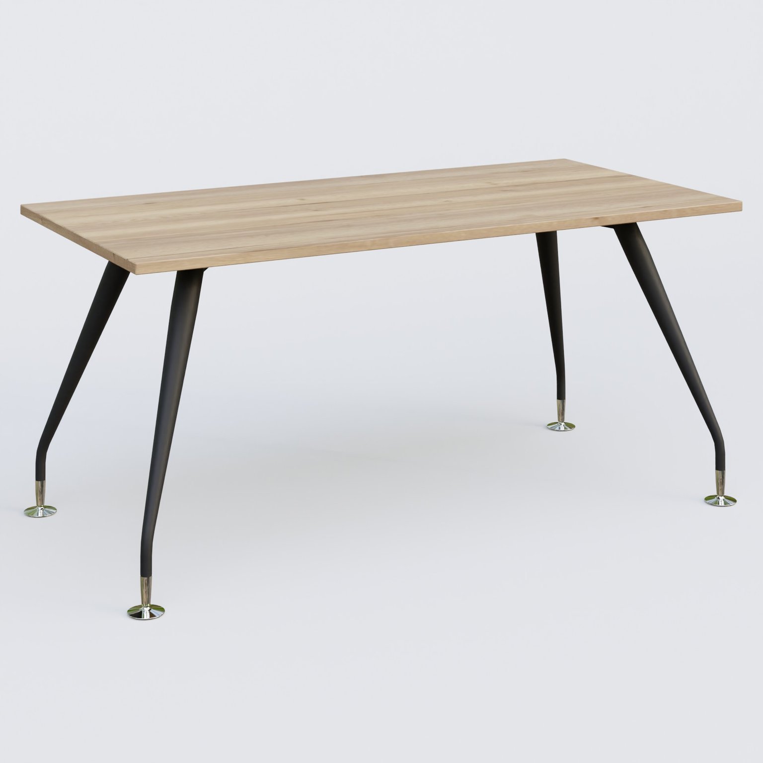 K5 plan droit 160*80 cm. Plateau Chêne naturel et pietement Noir Mat avec base chromé.