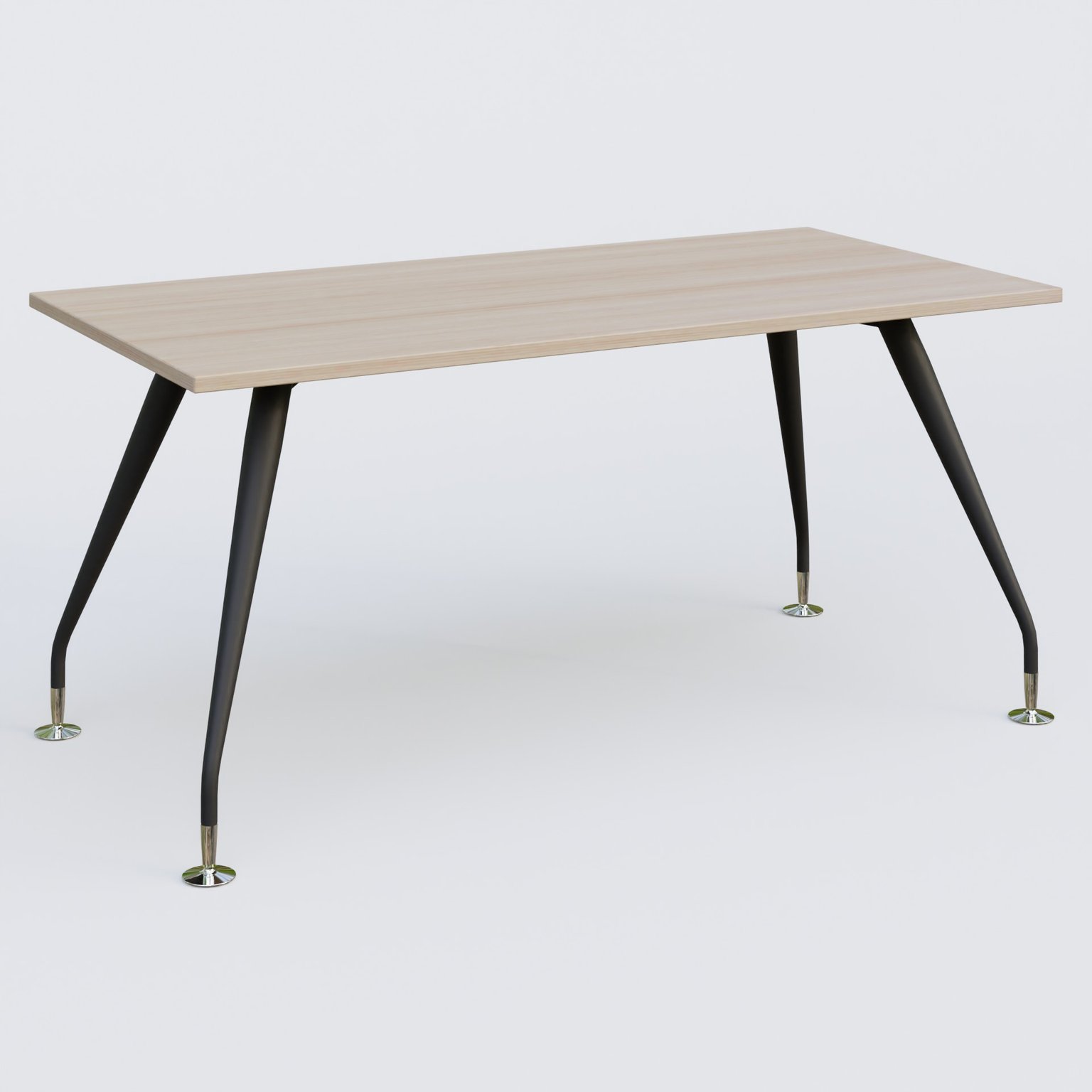 K5 plan droit 160*80 cm. Plateau Acacia et pietement Noir Mat avec base chromé.