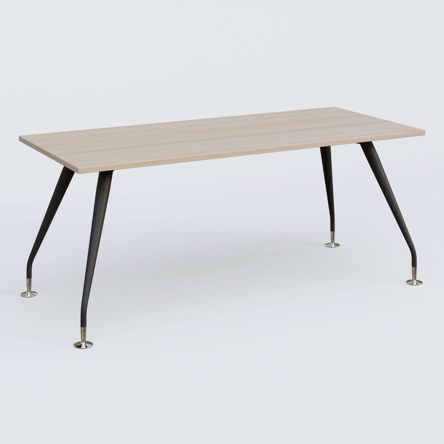 K5 plan droit 180*80 cm. Plateau Acacia et pietement Noir Mat avec base chromé.