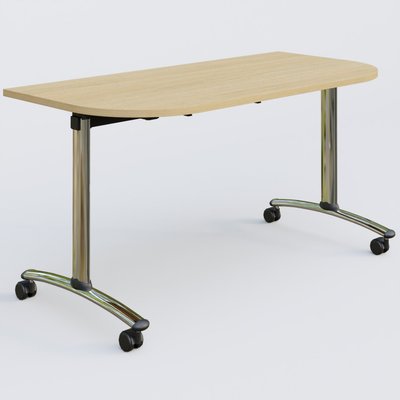 [Pas de famille] - [Pas de sous famille] - Module d'extrémité pour table abattante gamme Arca 145-70 cm. Plateau Chêne clair et pietement Chrome.