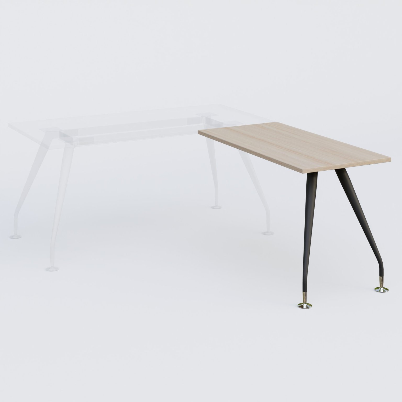 K5 retour sur pied 120*60 cm. Plateau Acacia et pietement Noir Mat avec base chromé.