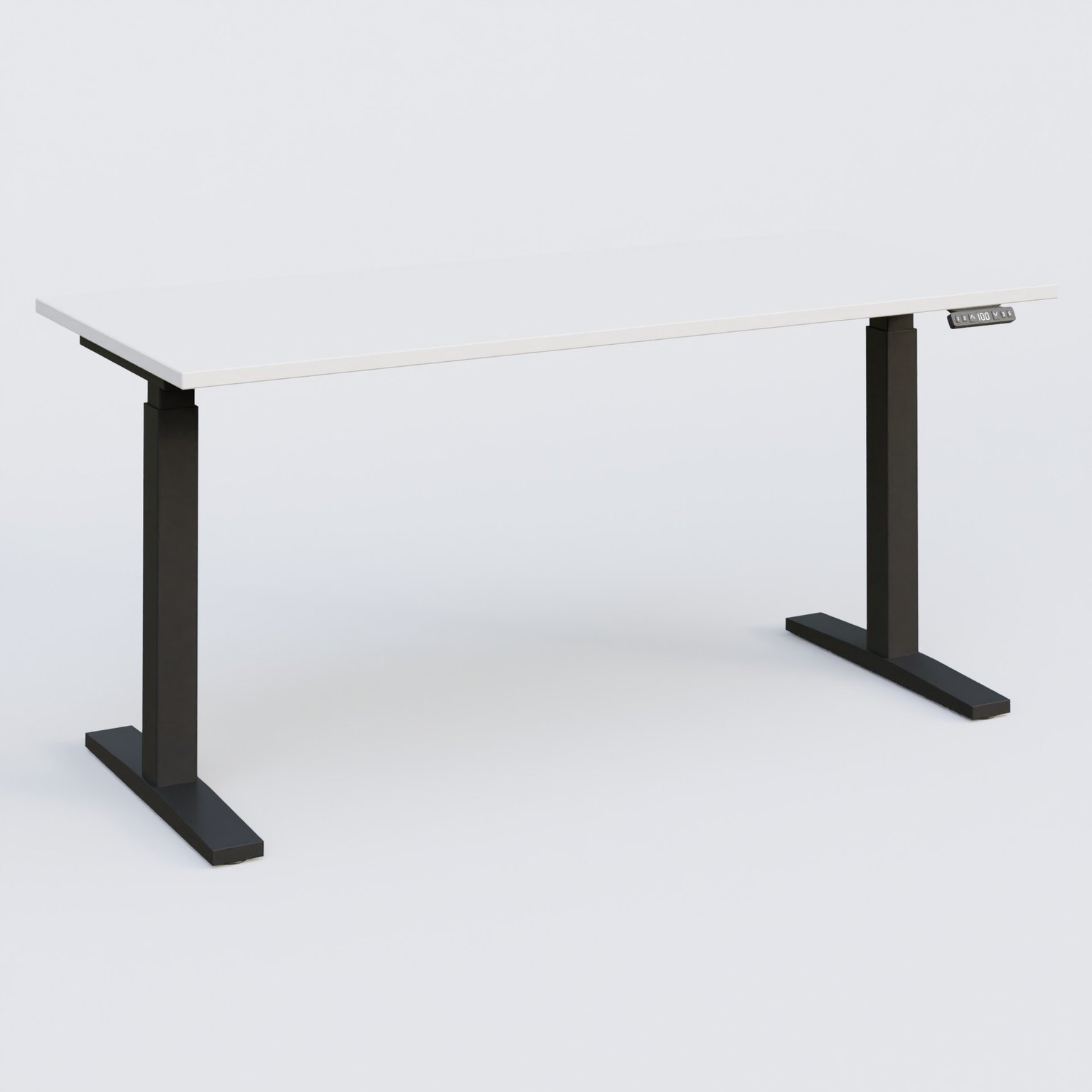 Poste solo 160*70 réglable en hauteur éléctriquement de 70-120 cm gamme KPro2. Plateau Blanc et pietement Noir.