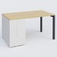 K3 Plateau droit 140x80 avec tour de rangement sous le plateau à gauche. Plateau Chêne clair et pietement Anthracite