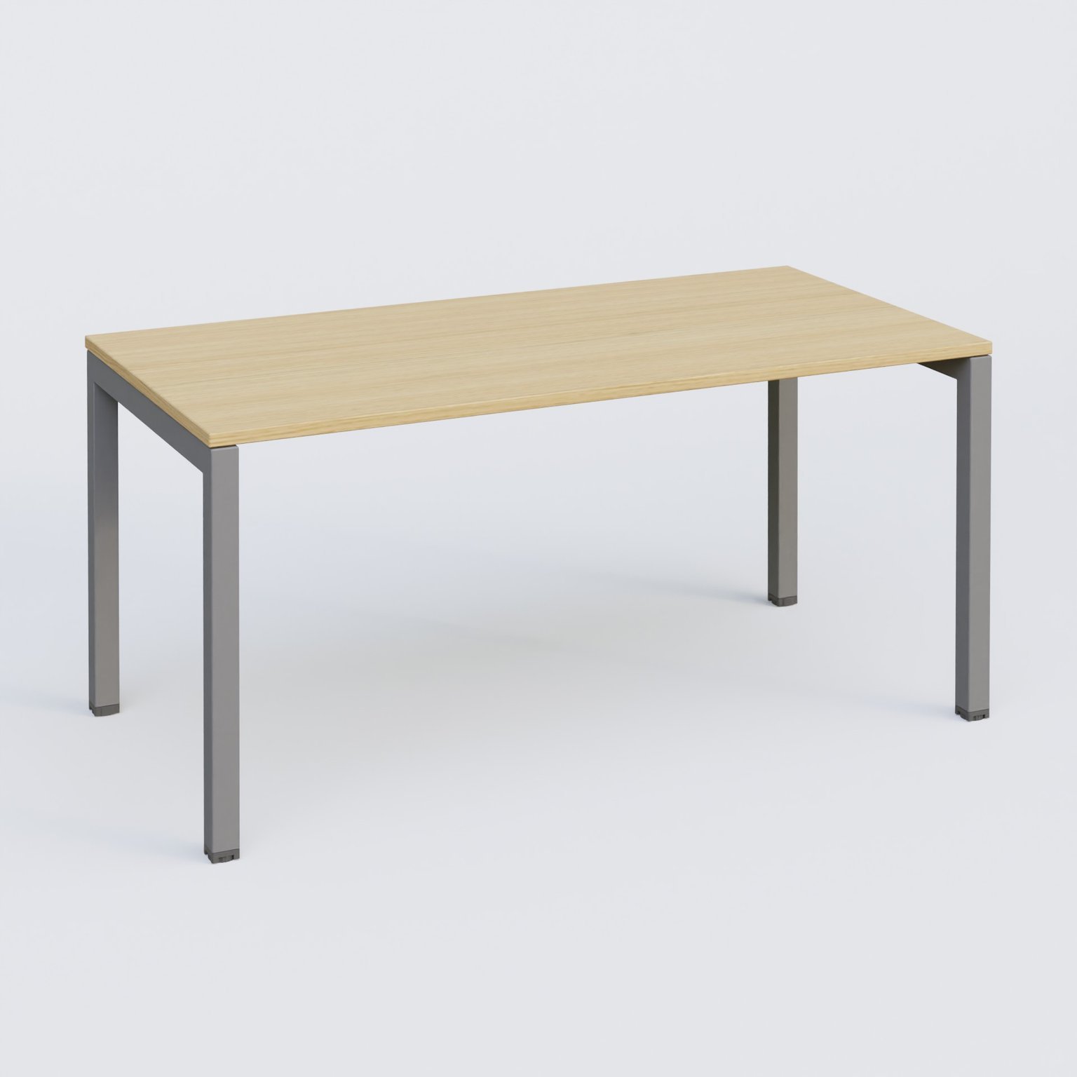 K3 Plateau droit 160x80 . Plateau Chêne clair et pietement Aluminium