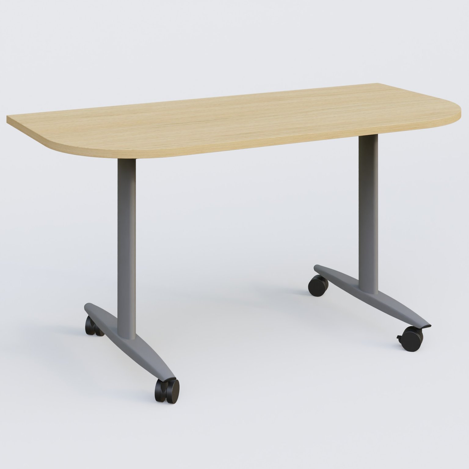 Module d'extrémité pour table abattante gamme Design 145*70 cm. Plateau Chêne clair et pietement Aluminium.