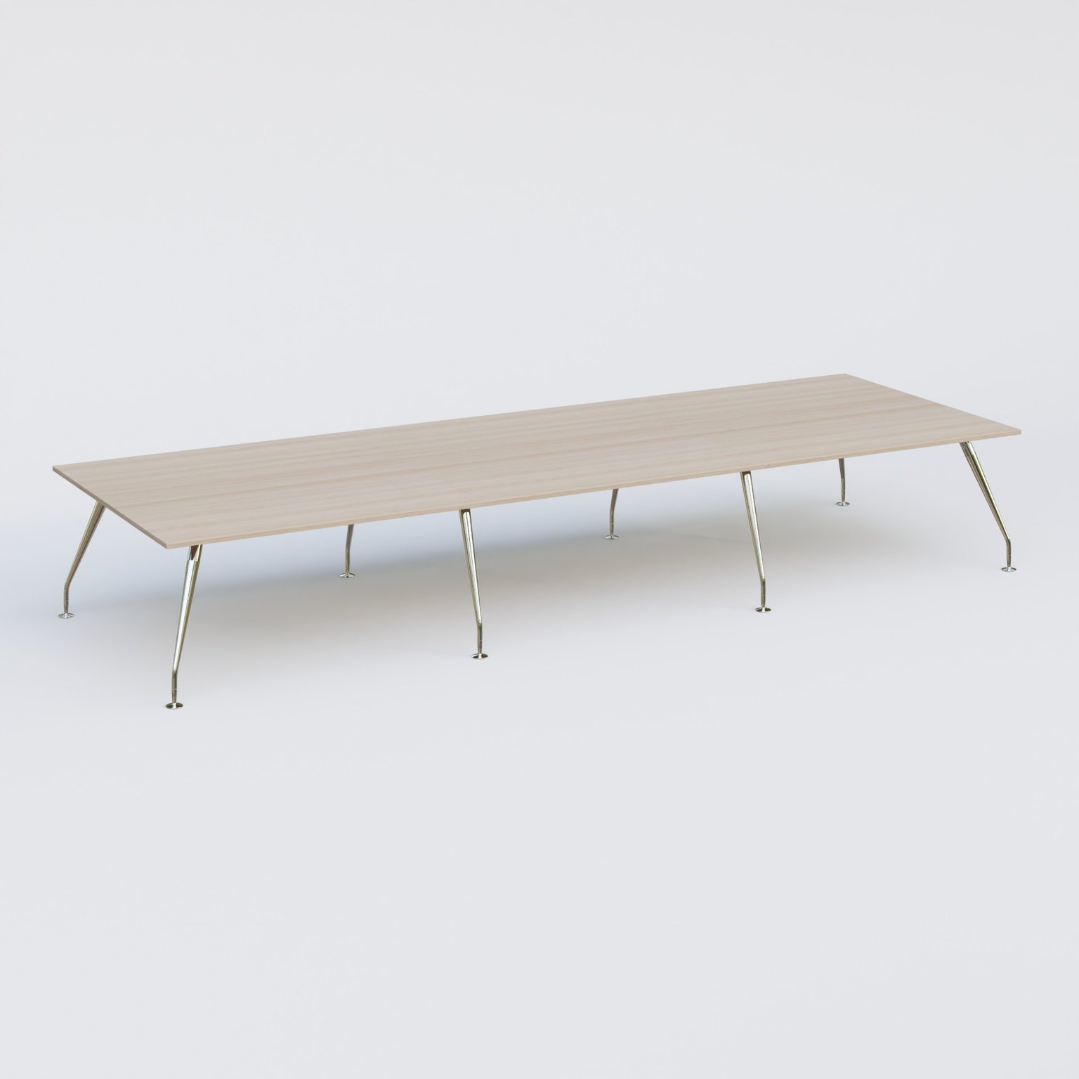 K5 table de reunion 480*165 cm. Plateau Acacia et pietement Chrome avec base chromé.