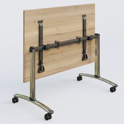 [Pas de famille] - [Pas de sous famille] - Table abattante gamme Arca 180-80 cm. Plateau Chêne naturel et pietement Chrome.