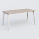 K8 plan droit 160*80 sur pieds fixe. Plateau Acacia et pietement Blanc