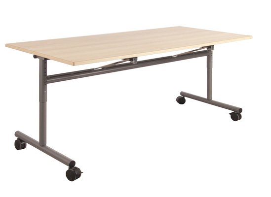 SCOLAIRE - Se Reunir - Table rabattable ÉCLIPSE plat. ép.24 mm strat. chant bois pièt. époxy - 180x80 cm - T3 à T6