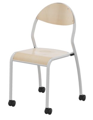 SCOLAIRE - Apprendre - Chaise ROND'O 4 pieds mobile ass. et dossier bois Blueprotech® pièt. époxy - T6