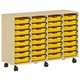 Meuble PICCOLO mobile mélaminé 32 bacs jaunes - L138,5xP45xH95 cm - Hêtre miel