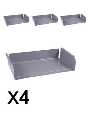 SCOLAIRE - Apprendre - Lot de 4 casiers époxy pour table GANGE/LEM/TAGE - L51xP29xH10,5 cm - Gris alu RAL 9006