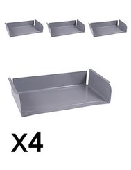 SCOLAIRE - Apprendre - Lot de 4 casiers époxy pour table GANGE/LEM/TAGE - L51xP29xH10,5 cm - Gris alu RAL 9006