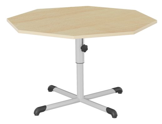 SCOLAIRE - Se Restaurer - Table BANDANA HR plateau ép.24 mm stratifié chant ABS piètement central époxy - octo. 120 cm - T4 à T6