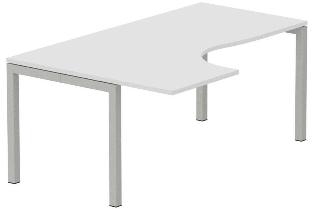 Plan Compact 90° asymétrique 160x120x80/60cm retour à gauche blanc/aluminium - sur délai