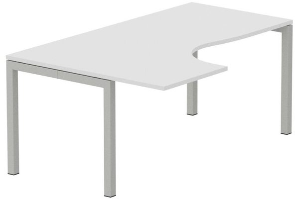 Gamme K3 - Plans compacts - Plan Compact 90° asymétrique 180x120x80/60cm retour à gauche blanc/aluminium - sur délai