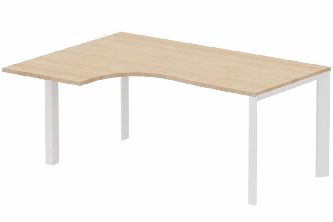 Plan Compact 90° asymétrique 160x120x80/60cm retour à gauche hêtre/blanc