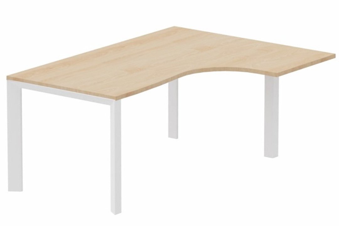 Plan Compact 90° asymétrique 180x120x80/60cm retour à droite hêtre/blanc