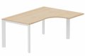 Plan Compact 90° asymétrique 160x120x80/60cm retour à droite hêtre/blanc
