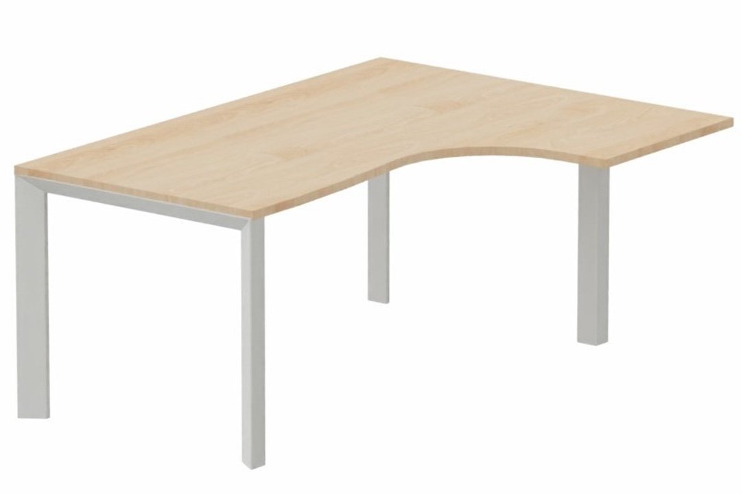 Plan Compact 90° asymétrique 160x120x80/60cm retour à droite hêtre/aluminium