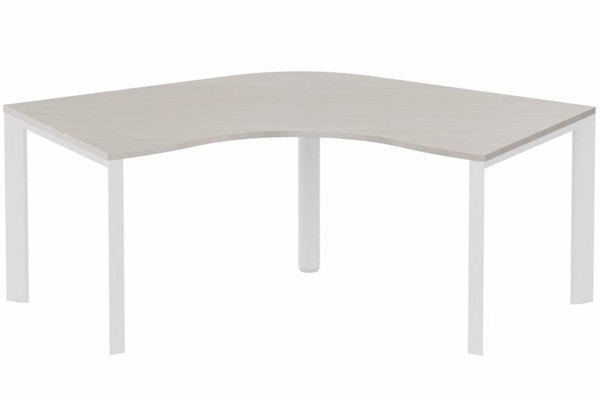 Gamme K7 - Plans compacts - Plan Compact 120° symétrique 120x120/80cm structure pied d'angle, plateau acacia, structure blanc
